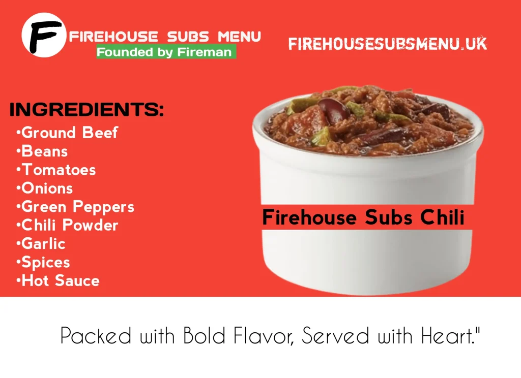 Firehouse Subs Chili with prices and Picture